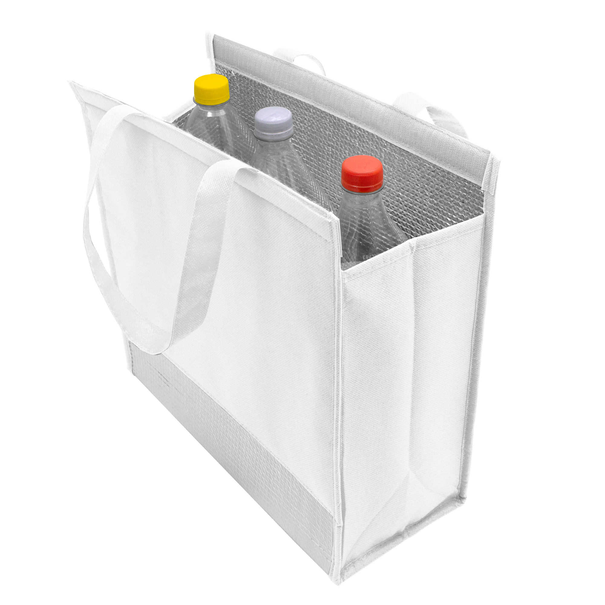 T-645 bolsa térmica alumi blanca con botellas